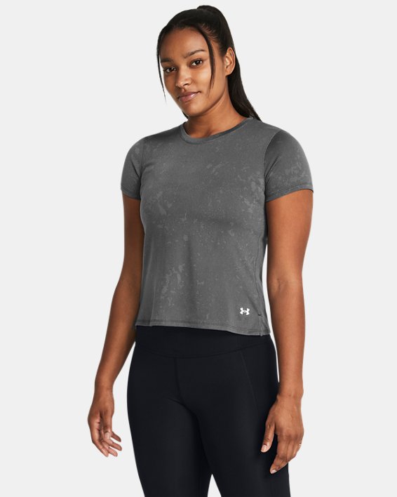 Women's UA Launch Splatter Short Sleeve, Gray, pdpMainDesktop image number 0